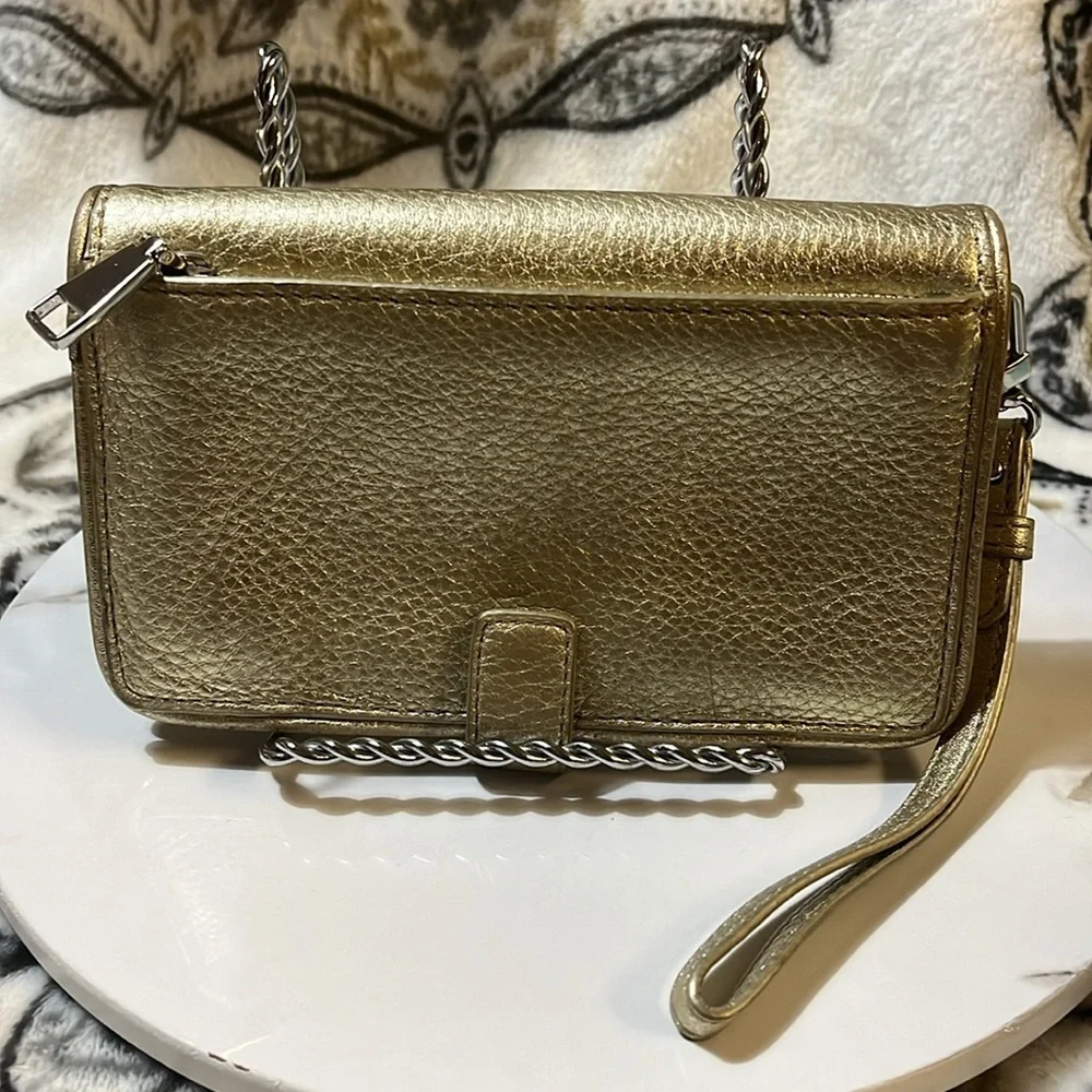 Tory Burch Metallic Gold Leather Britten Wallet